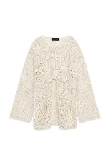 CUTWORK KNIT DRESS WITH TASSELS - Ecru by Zara