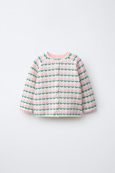 CHAQUETA PUNTO JACQUARD FLORES - Crudo de Zara
