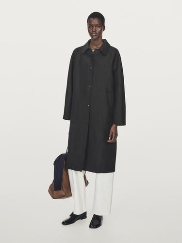 Zara Long wool blend coat - Black