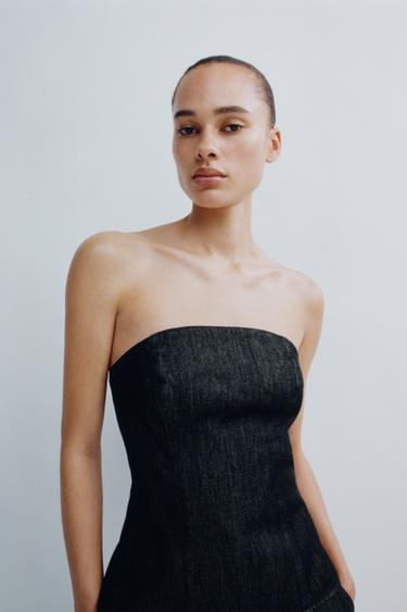 HAUT TUBE EN JEAN TRF - Gris anthracite de Zara - Image 2