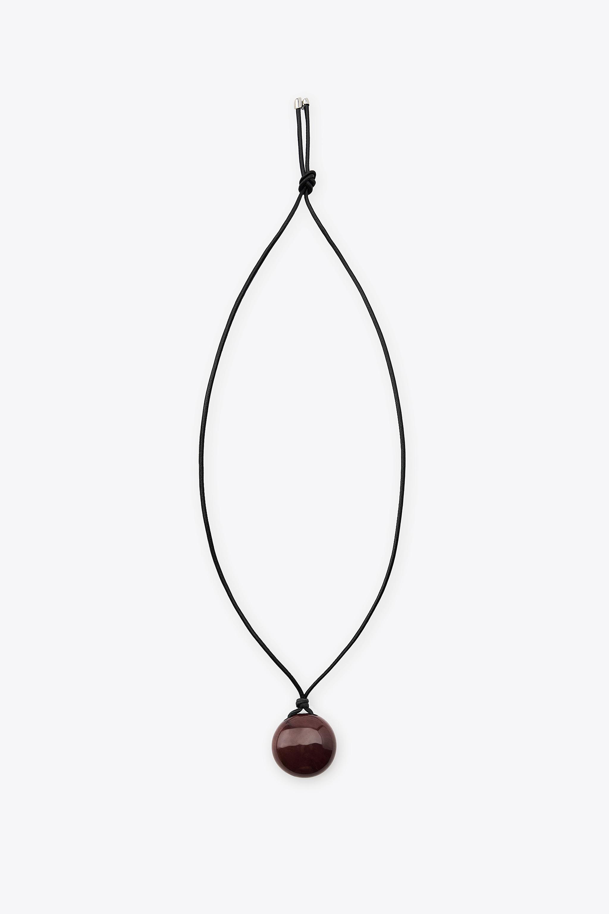 LEATHER CORD NECKLACE WITH STONE