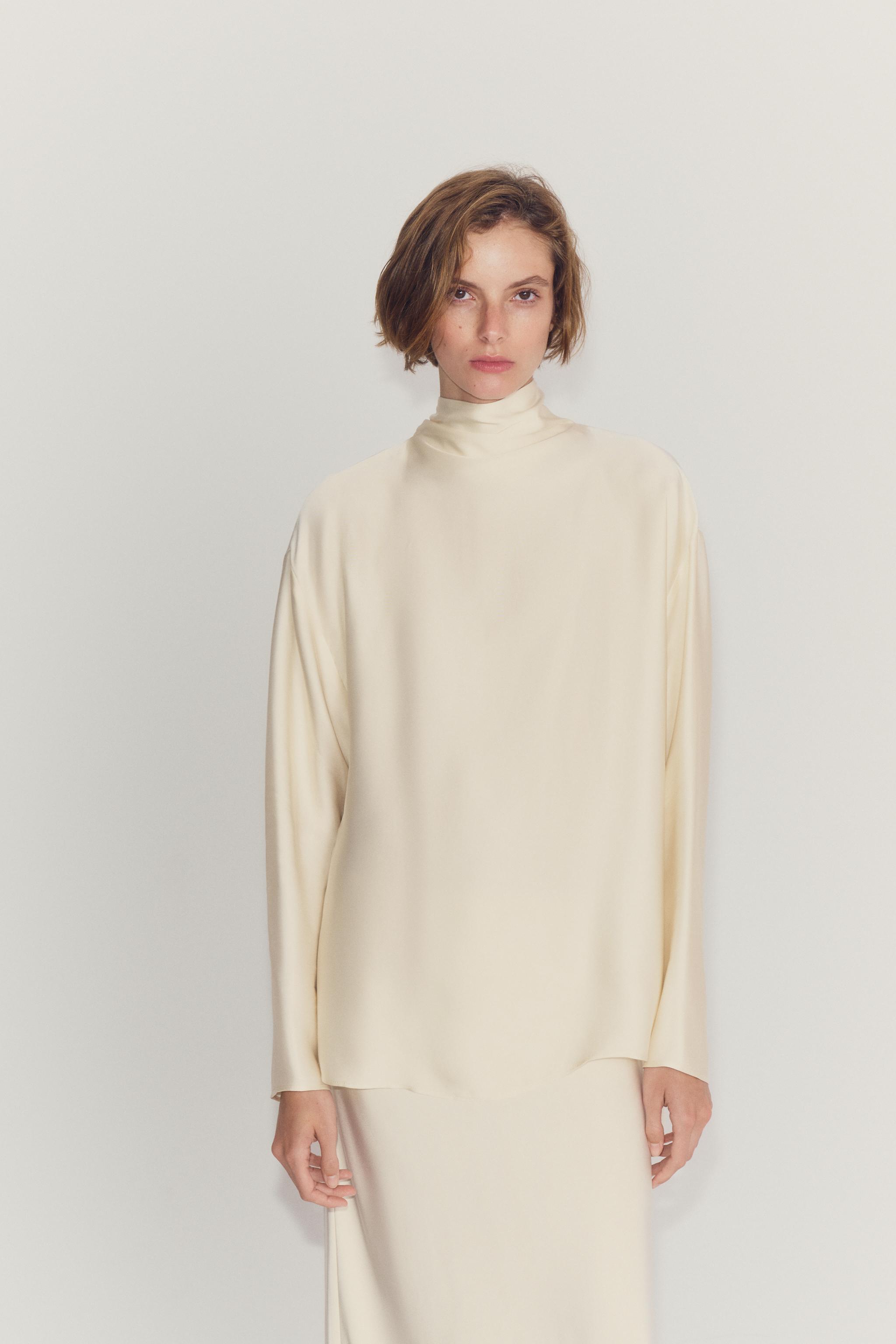Zara ZW COLLECTION SATIN TIE SHIRT — фото 3