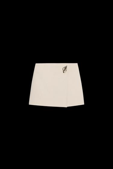 ASYMMETRIC SKORT WITH APPLIQUE - Bone by Zara - Image 0