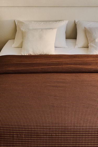 FLANNEL PLAID DUVET COVER (160 G/M²) — Brick 1