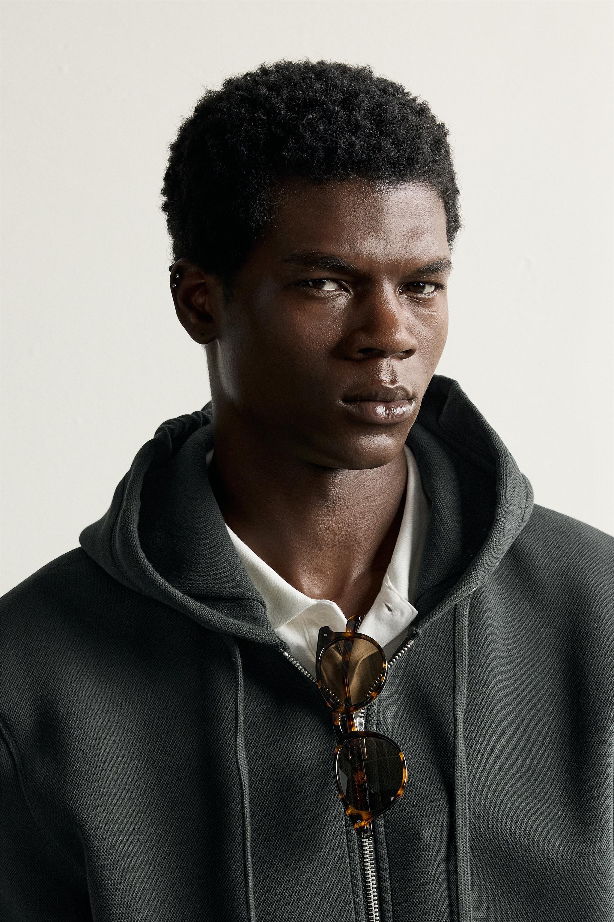 CONTRAST PIQUÉ HOODIE