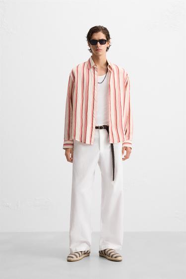 CAMISA FLUÍDA RAIAS - Rosa / Branco de Zara - Imaxe 0