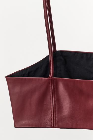 FAUX LEATHER STRAPPY BRALETTE - Burgundy by Zara - Image 6