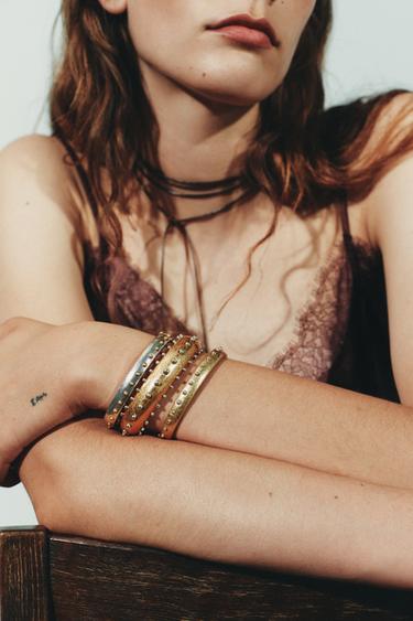 PACK OF 3 METAL STUD BRACELETS - Gold / Silver by Zara - Image 1