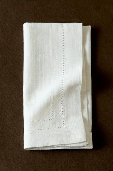 PACK OF HEMSTITCHED COTTON NAPKINS (PACK OF 2) - White by Zara
