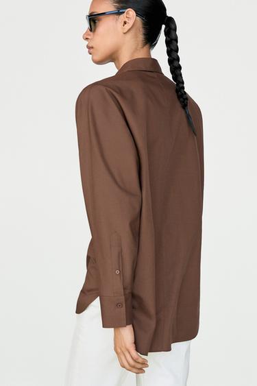 Zara Cotton poplin shirt - Brown marl