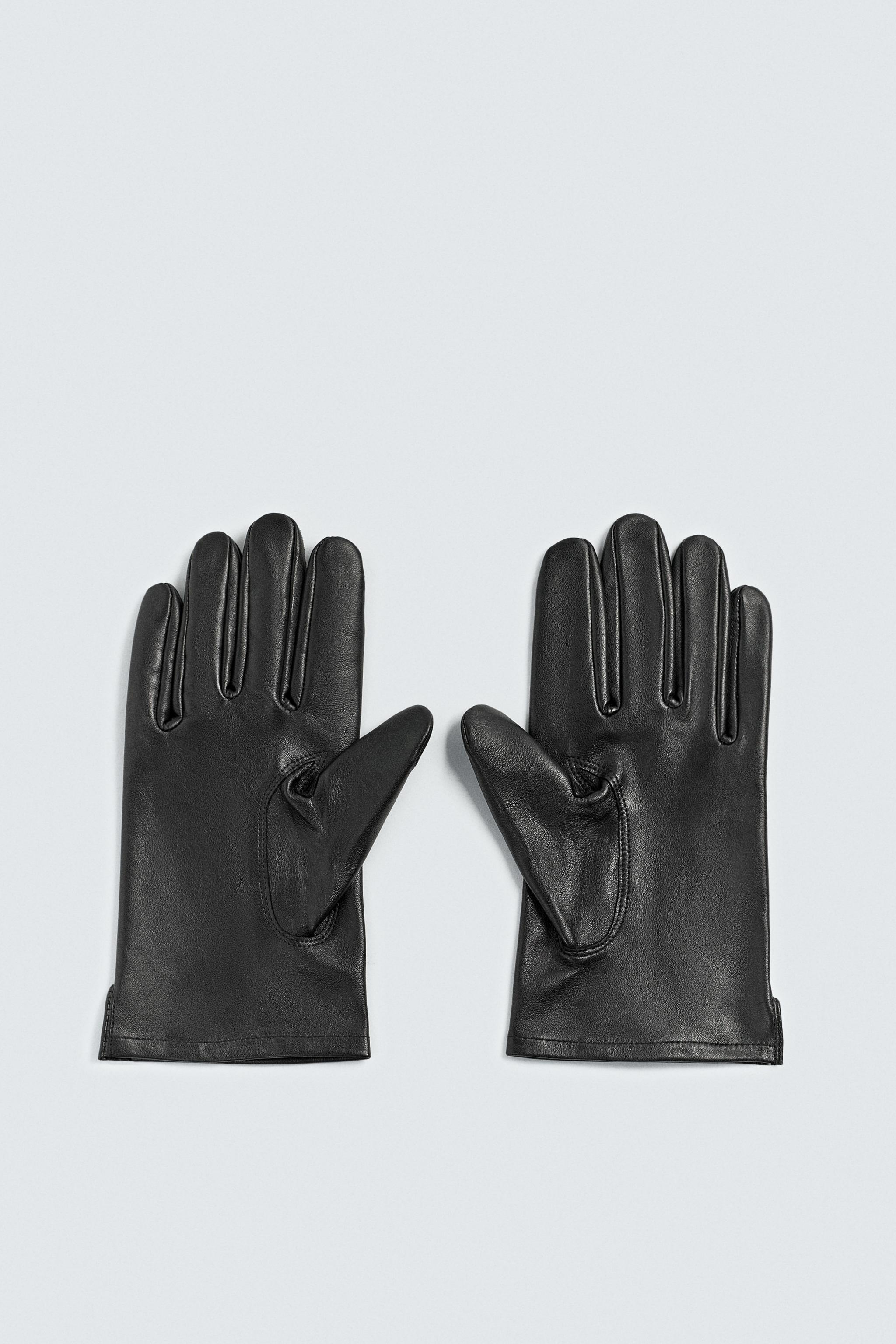 LEATHER STITCHED GLOVES - Dark brown | ZARA United States