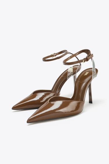 FAUX PATENT HEELED SHOES - Brown by Zara - Image 3