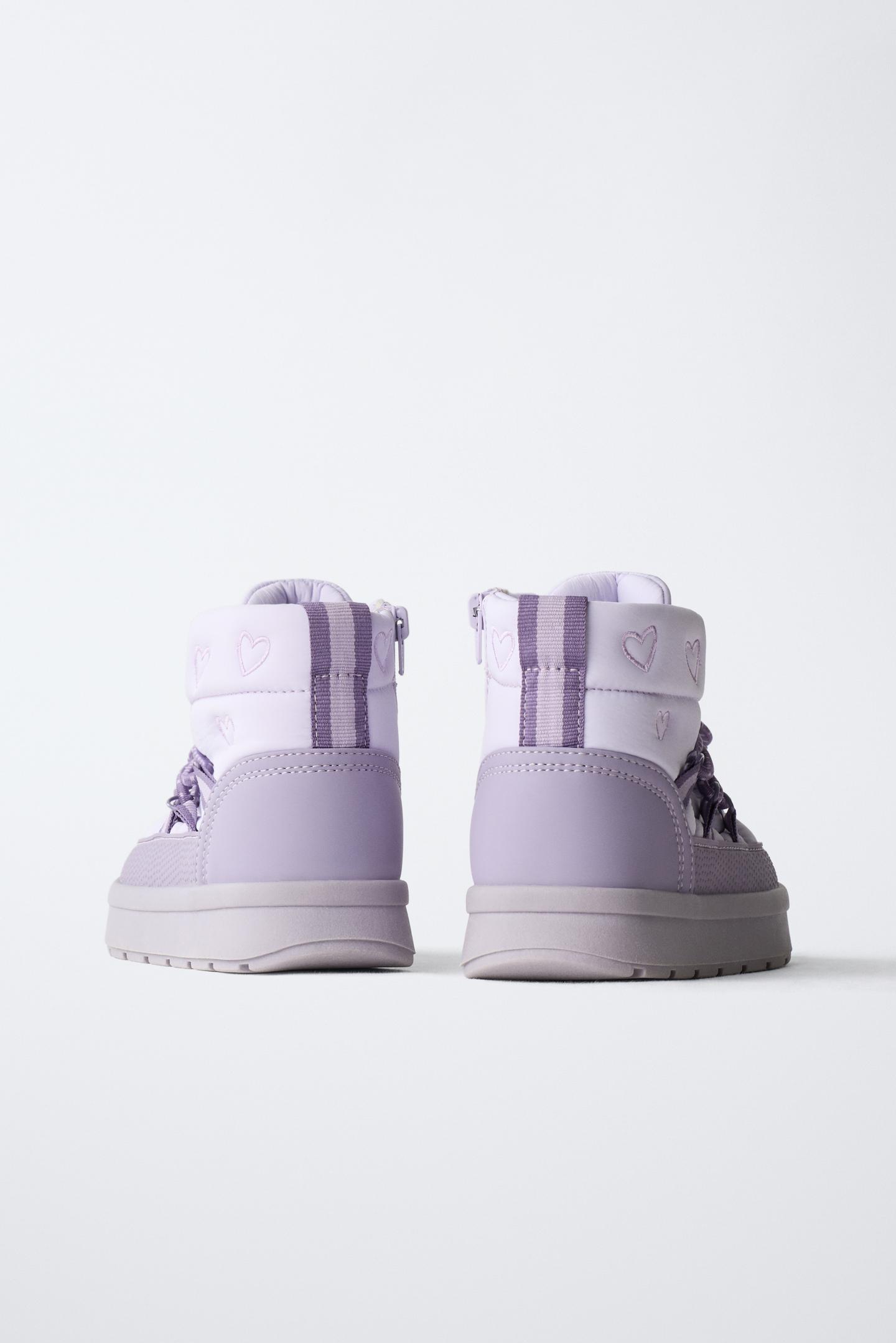Детские ботинки Zara Water-Repellent Quilted Ankle, цвет: Розовато-лиловый — фото 5