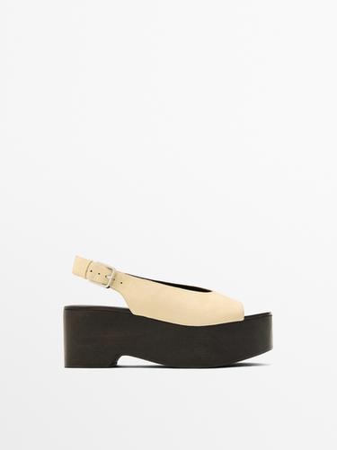 Zara Wooden mule wedges - Vanilla Yellow