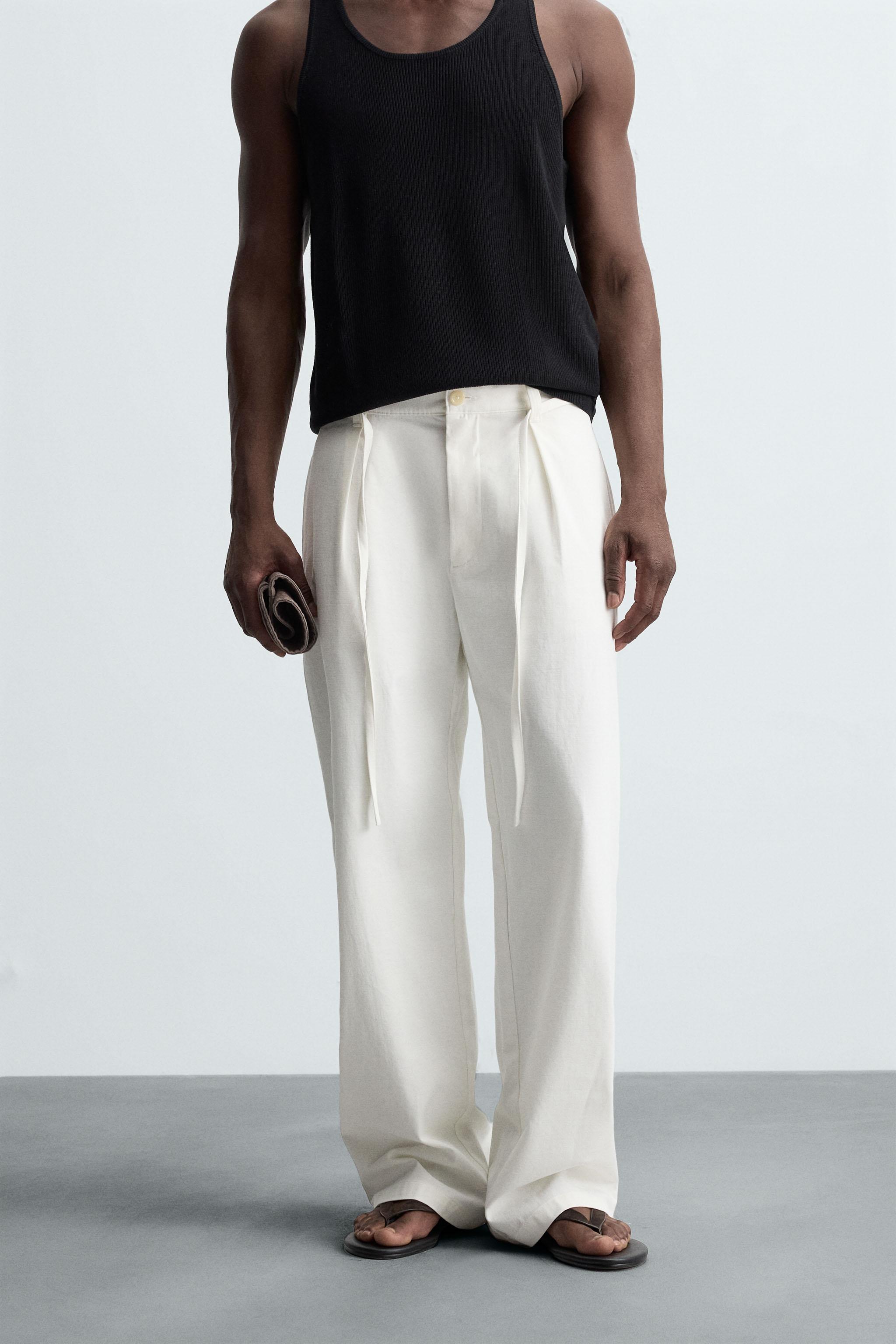 【THE MOZZ】Scan Pleated Pants RELAXED FIT PLEATED PANTS - Ecru | ZARA United States