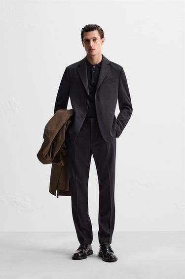 100% WOOL SUIT BLAZER - Navy blue by Zara - Image 0