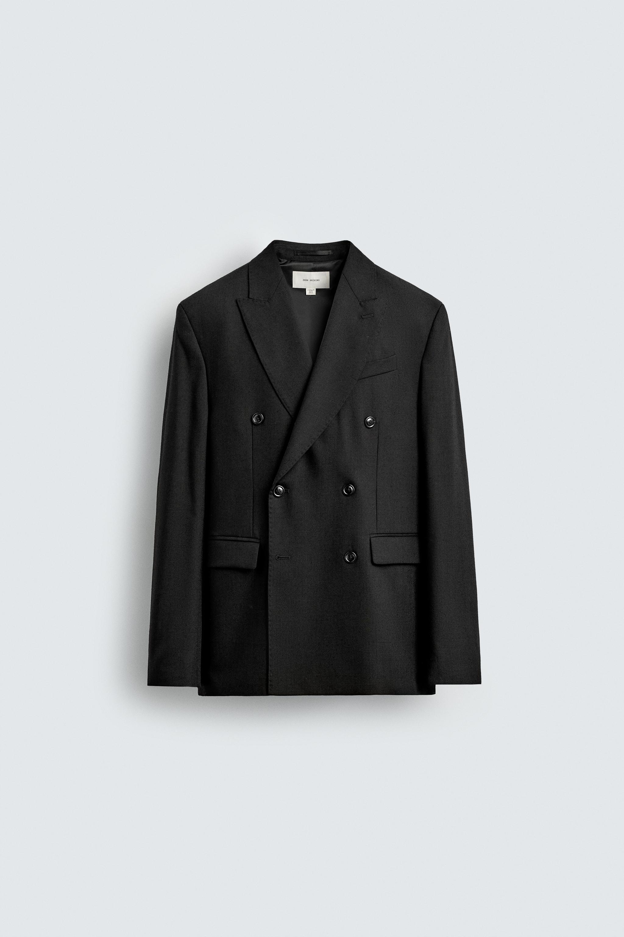 ZARA ブラック ダブルブレスト ピーコート XL ZARA ブラック ダブルブレスト ピーコート XL