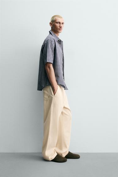 PANTALON COUPE DÉCONTRACTÉE À CHEVRONS - Beige clair de Zara - Image 3