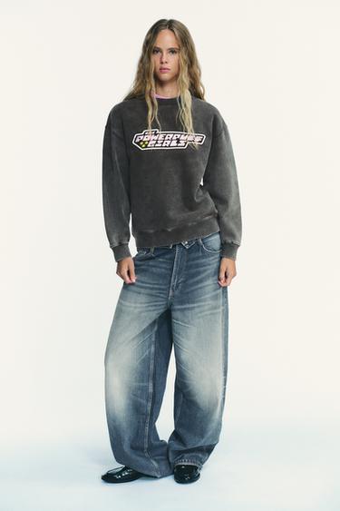 THE POWERPUFF GIRLS™ WASHED-EFFECT SWEATSHIRT - Anthracite grey by Zara