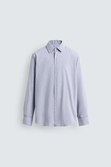 CAMISA REGULAR FIT CUADROS - Beige de Zara