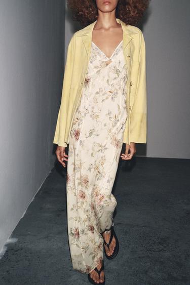 FLORAL PRINT STRAPPY DRESS - Ecru by Zara