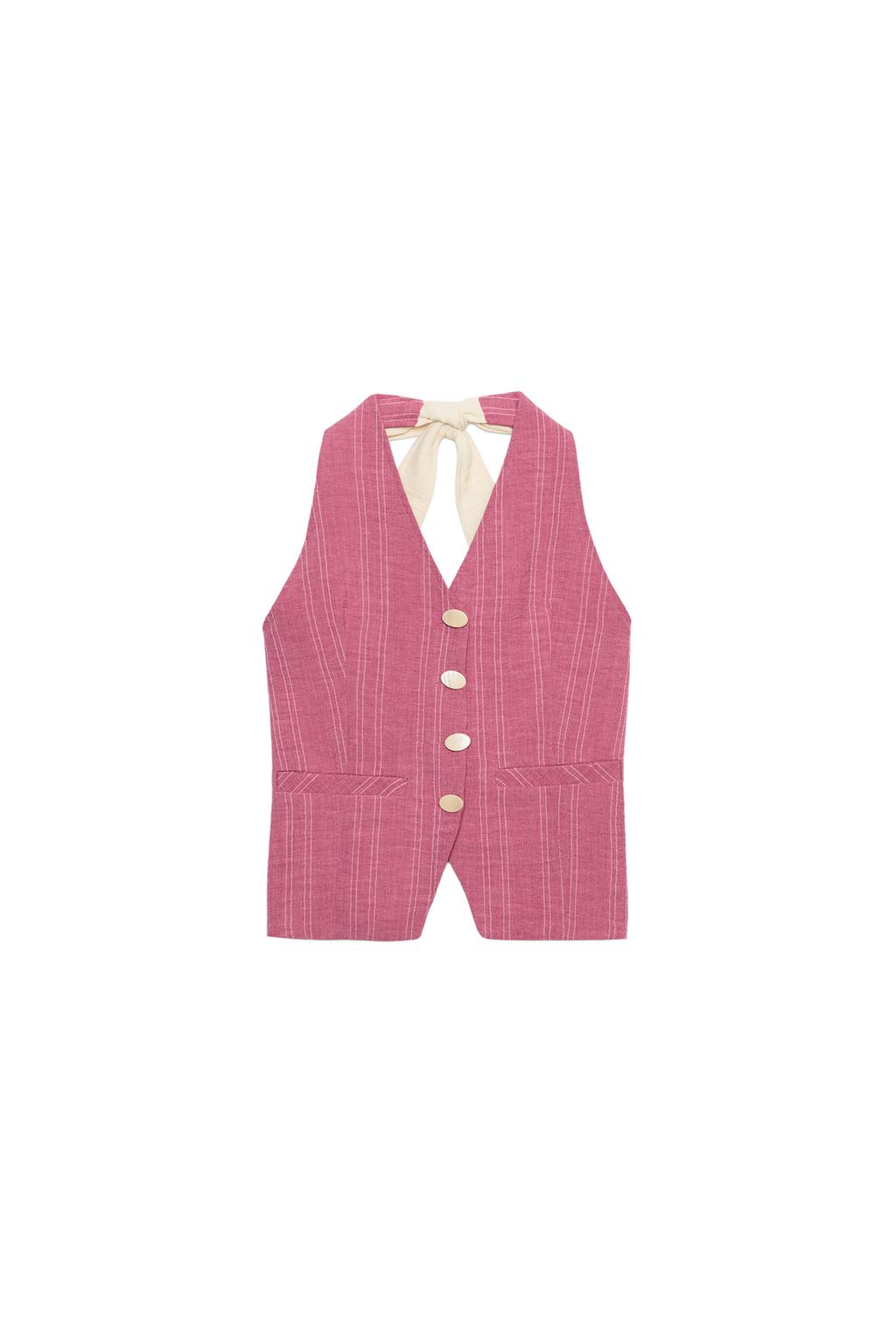 STRIPED TIE HALTER VEST - image 3