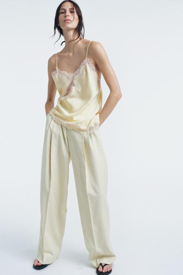 ZW COLLECTION LACE CAMISOLE TOP - Yellow by Zara