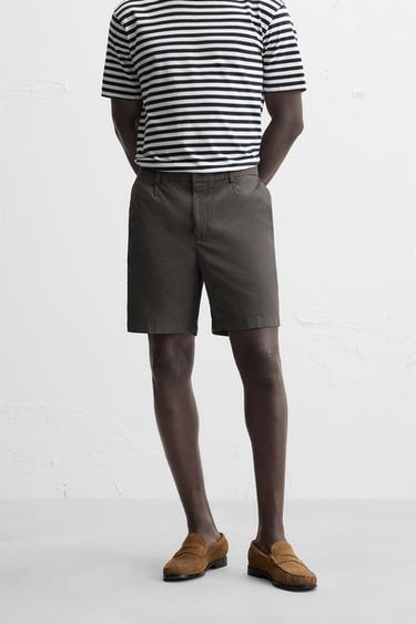 PLEATED REGULAR FIT BERMUDA SHORTS - Dark brown by Zara