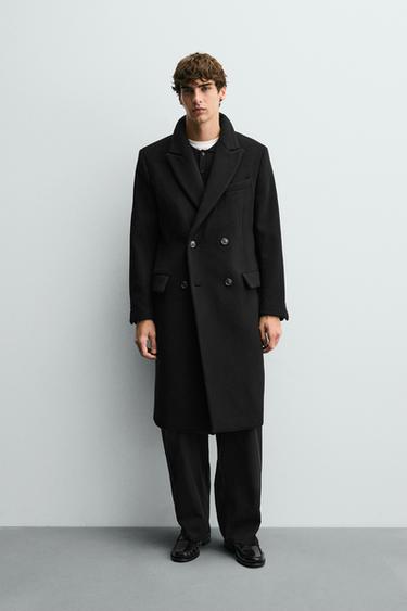 MANTECO WOOL BLEND DOUBLE-BREASTED COAT - Black by Zara