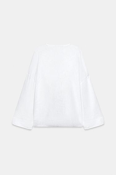 100% LINEN KIMONO SHIRT - White by Zara - Image 8