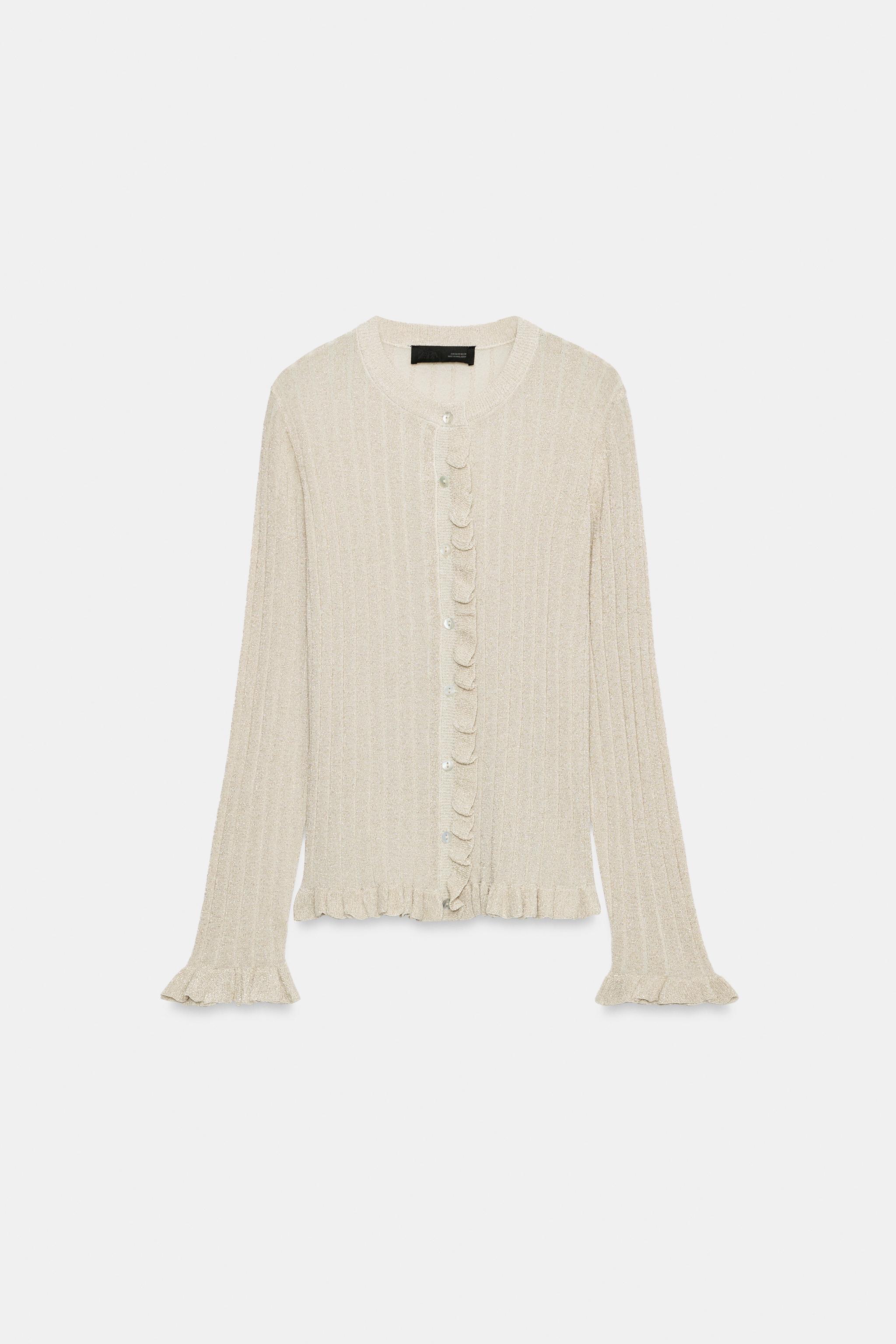 GILET EN MAILLE VOLANTS FIL MÉTALLISÉ