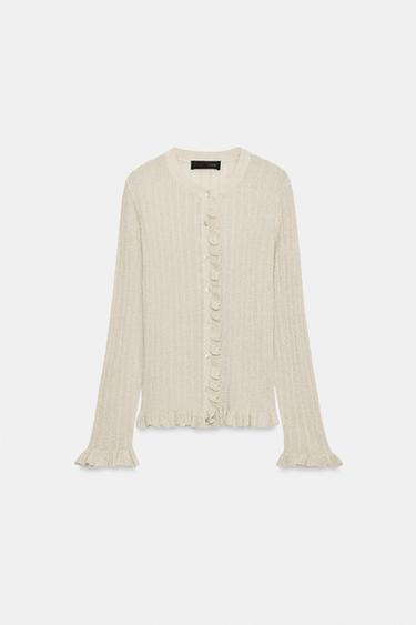 GILET EN MAILLE VOLANTS FIL MÉTALLISÉ - Doré de Zara - Image 6