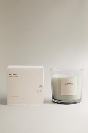 (620 G) ŚWIECA ZAPACHOWA WHITE JASMINE - Biały Zara