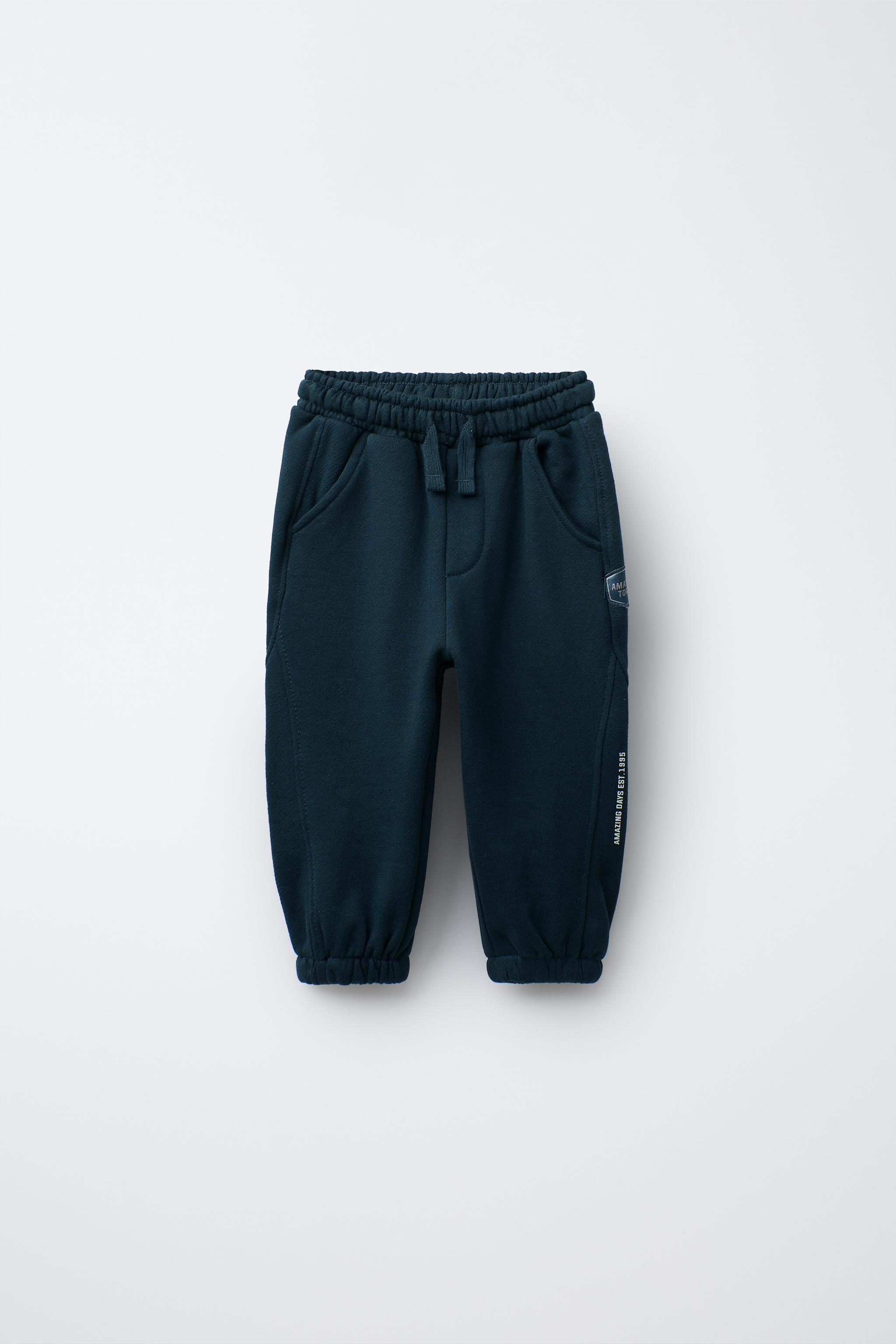 テキスト入りプラッシュジョガーパンツ - ブルー | ZARA Japan テキスト入りプラッシュジョガーパンツ - ブルー | ZARA Japan