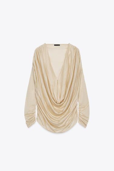 DRAPED TOP - Bone by Zara - Image 7