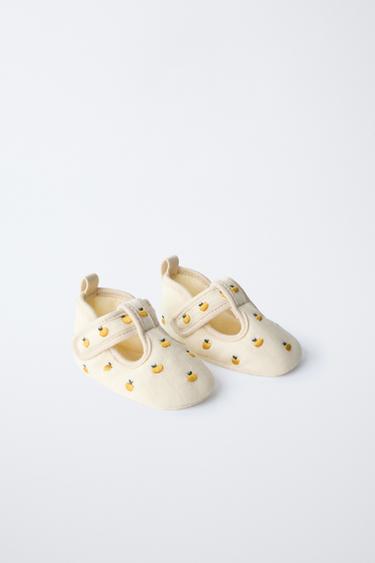 APPLE PRINT COTTON BOOTIES - Ecru White by Zara - Image 1