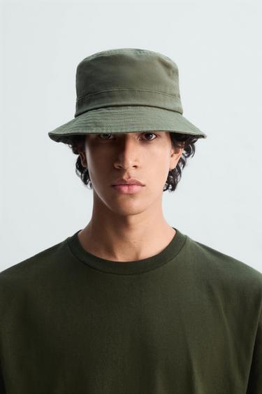 SOMBRERO BUCKET ALGODÓN - Khaki oscuro de Zara - Imagen 0