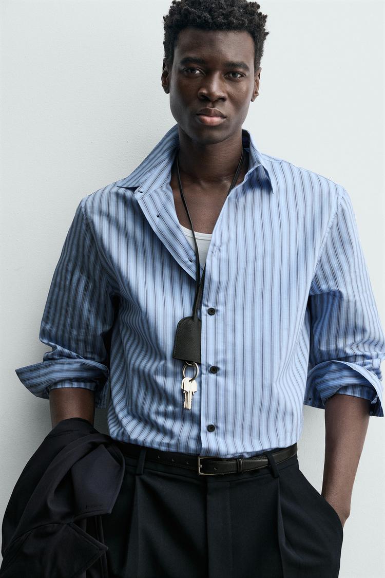 ZARA STRIPED RELAXED FIT SHIRT