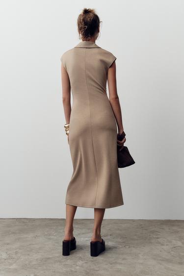 ROBE MIDI COL POLO - Beige de Zara - Image 3