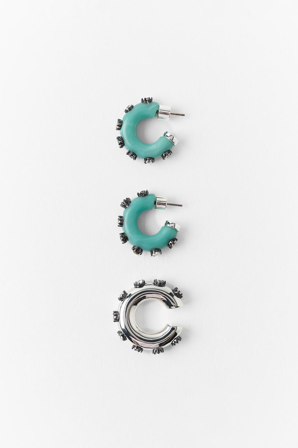 PACK OF RHINESTONE HOOP AND EAR CUFF EARRINGS