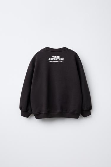 SWEAT À IMPRIMÉ TIGRE ET INSCRIPTION FLOQUÉE - Gris anthracite de Zara - Image 1