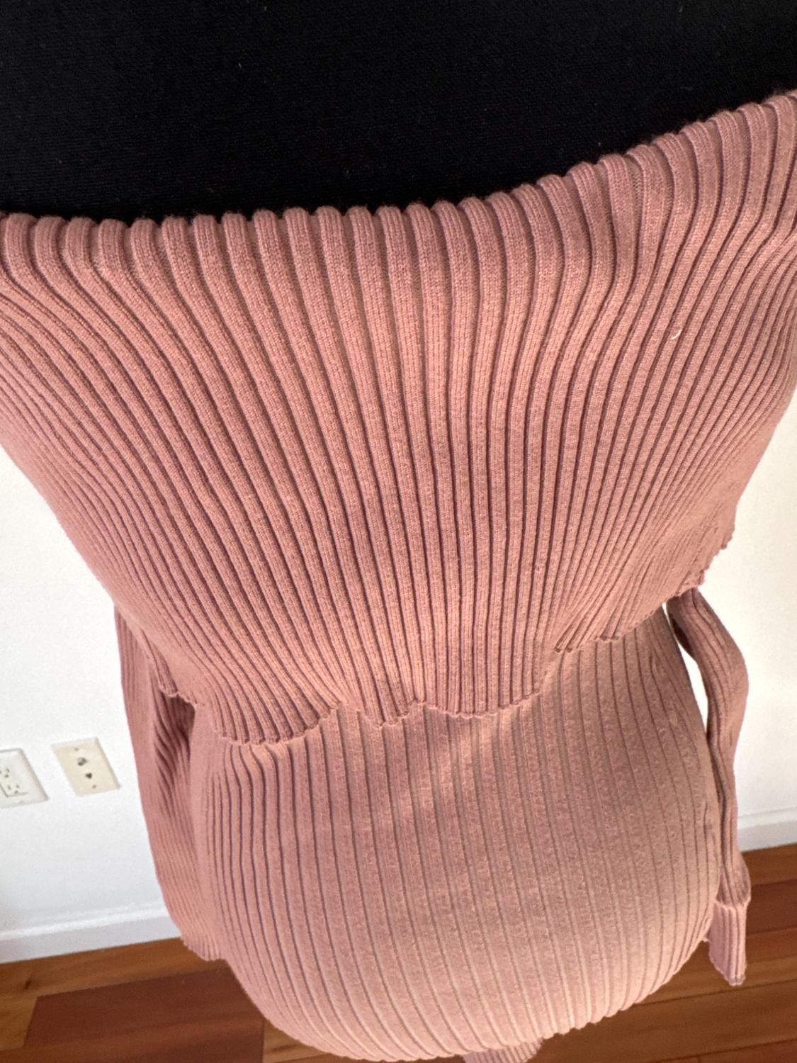 ROSE PINK KNIT OFF THE SHOULDER DRESS - Image 3