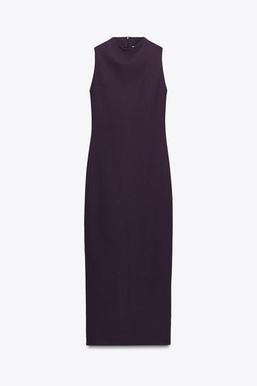 LONG CREPE DRESS - Aubergine by Zara