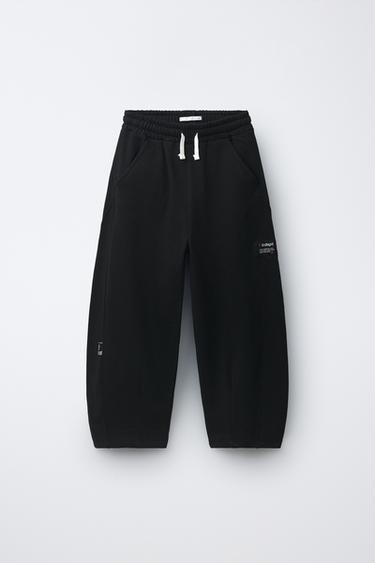 PANTALÓN FELPA BARREL - Negro de Zara - Imagen 0