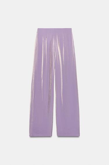 PANTALON PARÉO À NŒUD EFFET BRILLANT - Mauve de Zara - Image 6