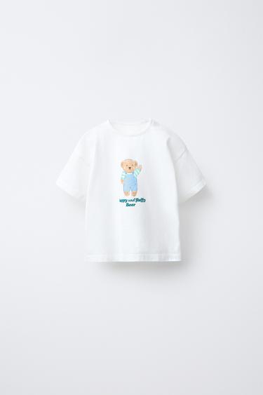 TEDDY BEAR SLOGAN T-SHIRT - Oyster-white by Zara