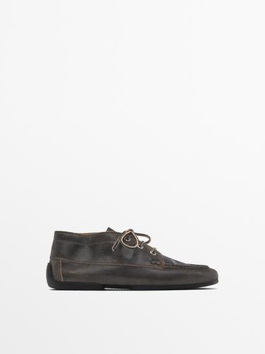 Zara Leather boot-style deck shoes - Gray - Image 0