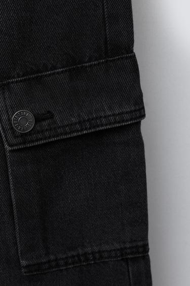 PANTALON DENIM CARGO - Noir de Zara - Image 3