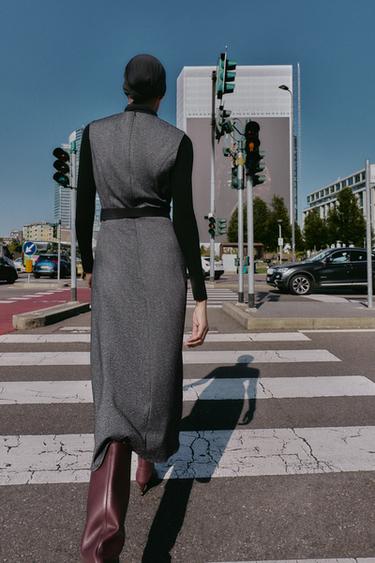 ROBE MI-LONGUE JASPER AVEC CEINTURE - Gris chiné de Zara - Image 2