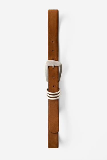 100% SUEDE LEATHER BELT WITH TRIPLE LOOP - camel by Zara
